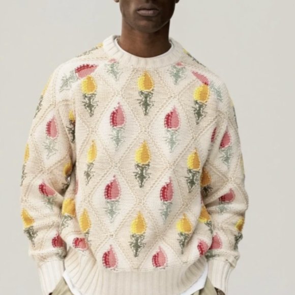 Aime Leon Dore SWEATERS Floral Knit Sweater size medium - Picture 7 of 9